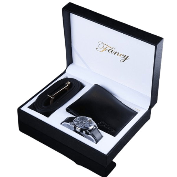 Men's Gift Set (3 Pieces) Watch, Belt, & Wallet - Stylish & Practical for Everyday Wear