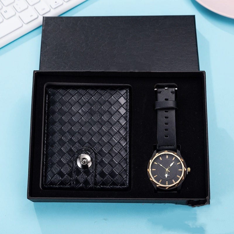 Men's Watch and Wallets Gift Set – Quartz Movement Timepiece with Leather Wallet