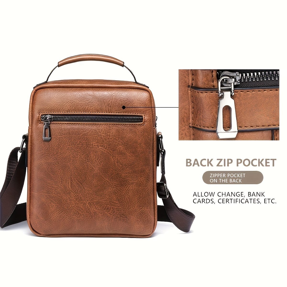 Men's PU Leather Crossbody Messenger Bag – Versatile Handbag with Adjustable Strap & Multi-Pocket Design