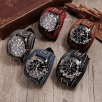 Vintage Hand Stitched Leather Watch - Antique Style for Men.