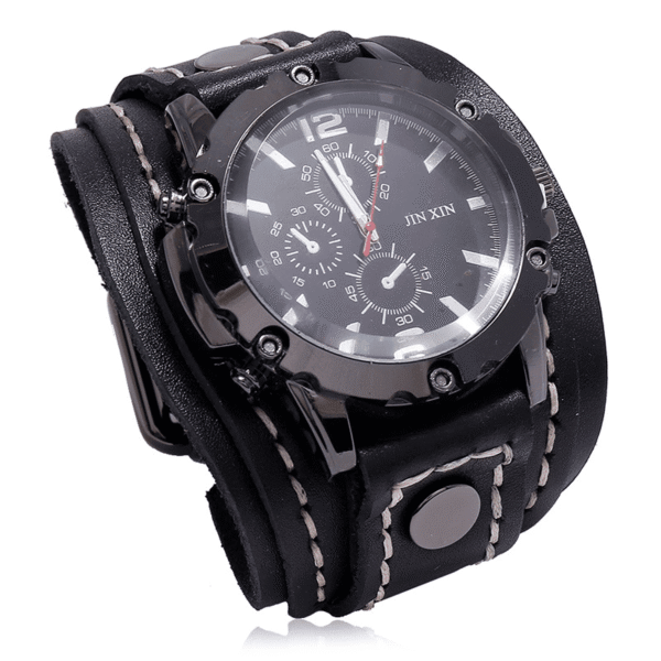 Vintage Hand Stitched Leather Watch - Timeless Antique Style for Men - Image 3