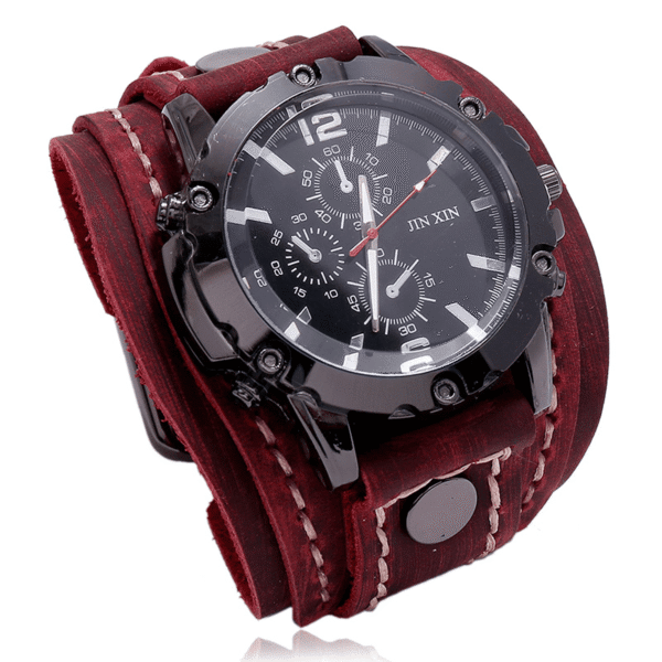 Vintage Hand Stitched Leather Watch - Timeless Antique Style for Men - Image 4