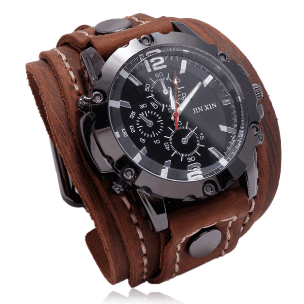 Vintage Hand Stitched Leather Watch - Timeless Antique Style for Men - Image 5