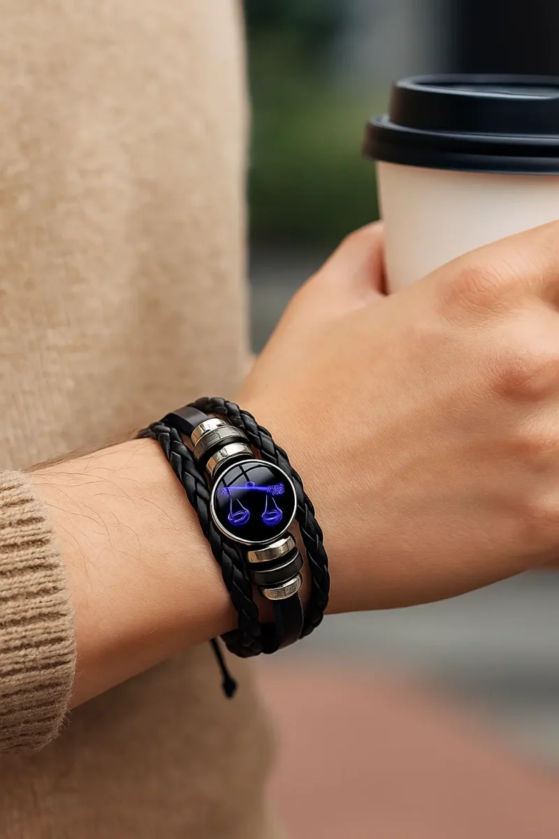 Braided Leather Zodiac Constellation Bracelet – Adjustable Unisex Design