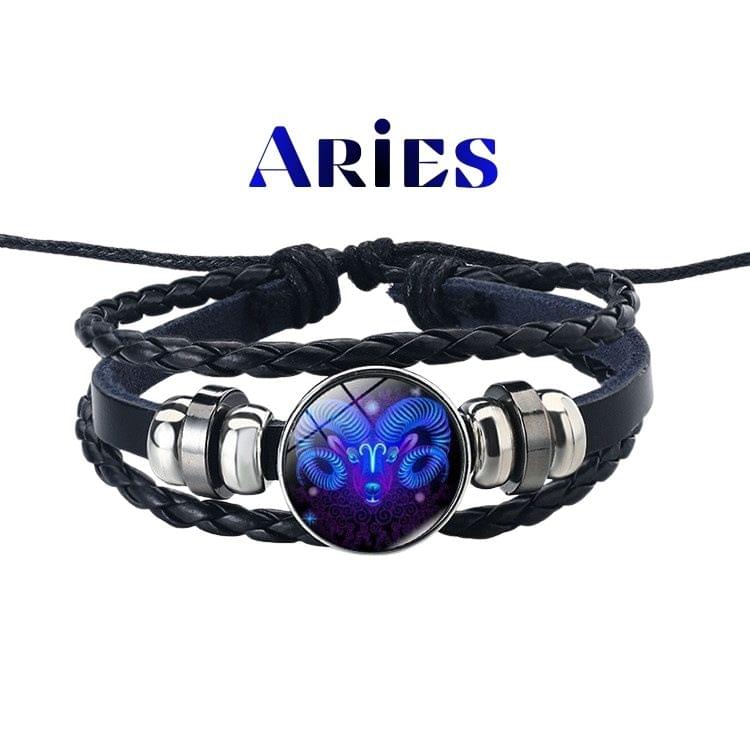 Zodiac Constellation Bracelet - Braided Leather Astrological Charm Bracelet - Image 12