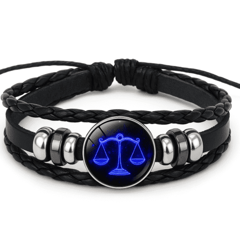 Zodiac Constellation Bracelet - Braided Leather Astrological Charm Bracelet