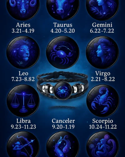Zodiac Constellation Braided Leather Bracelet — Adjustable Unisex
